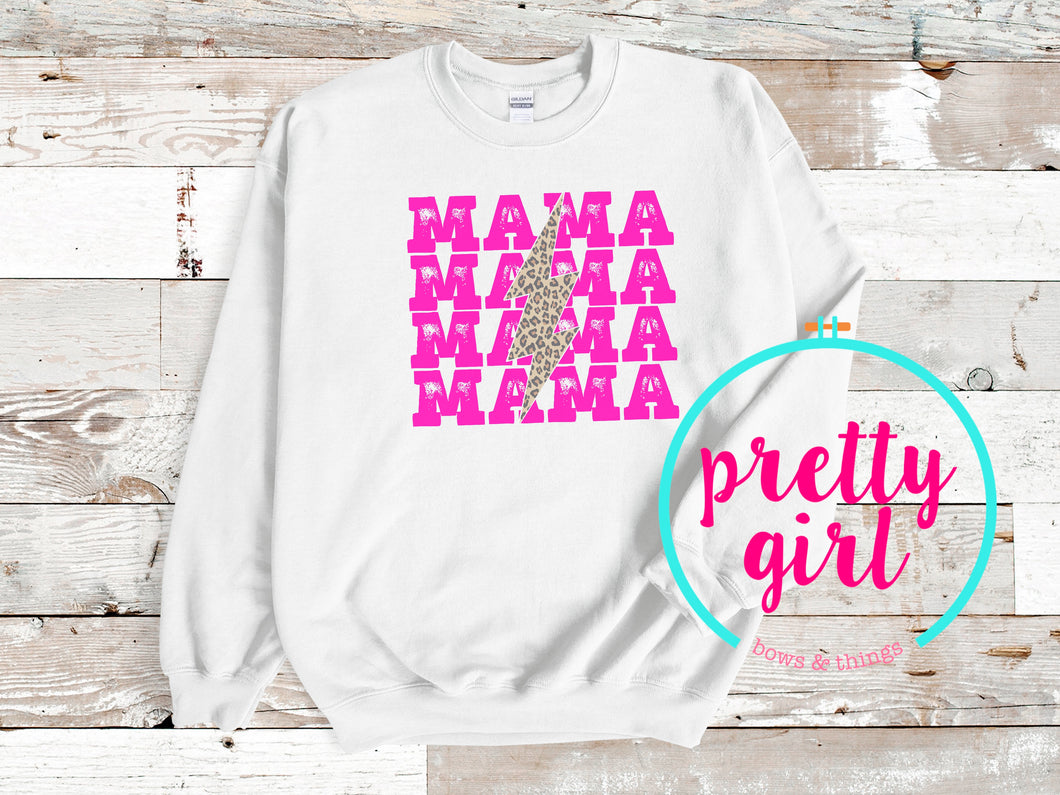 Pink mama leopard print crewneck