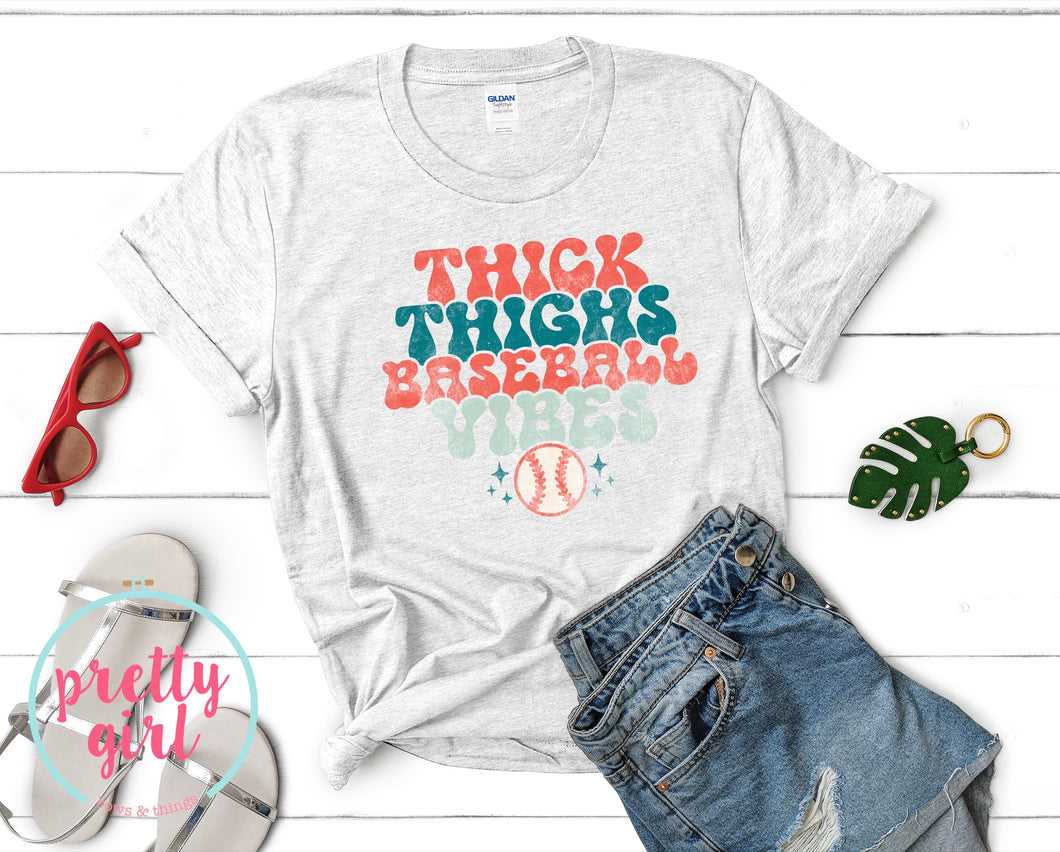 Thick thighs baseball vibes adult tshirt