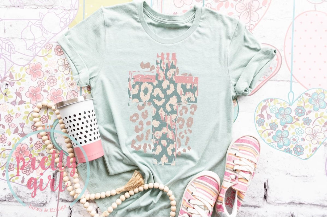 leopard cross ADULT SHIRT