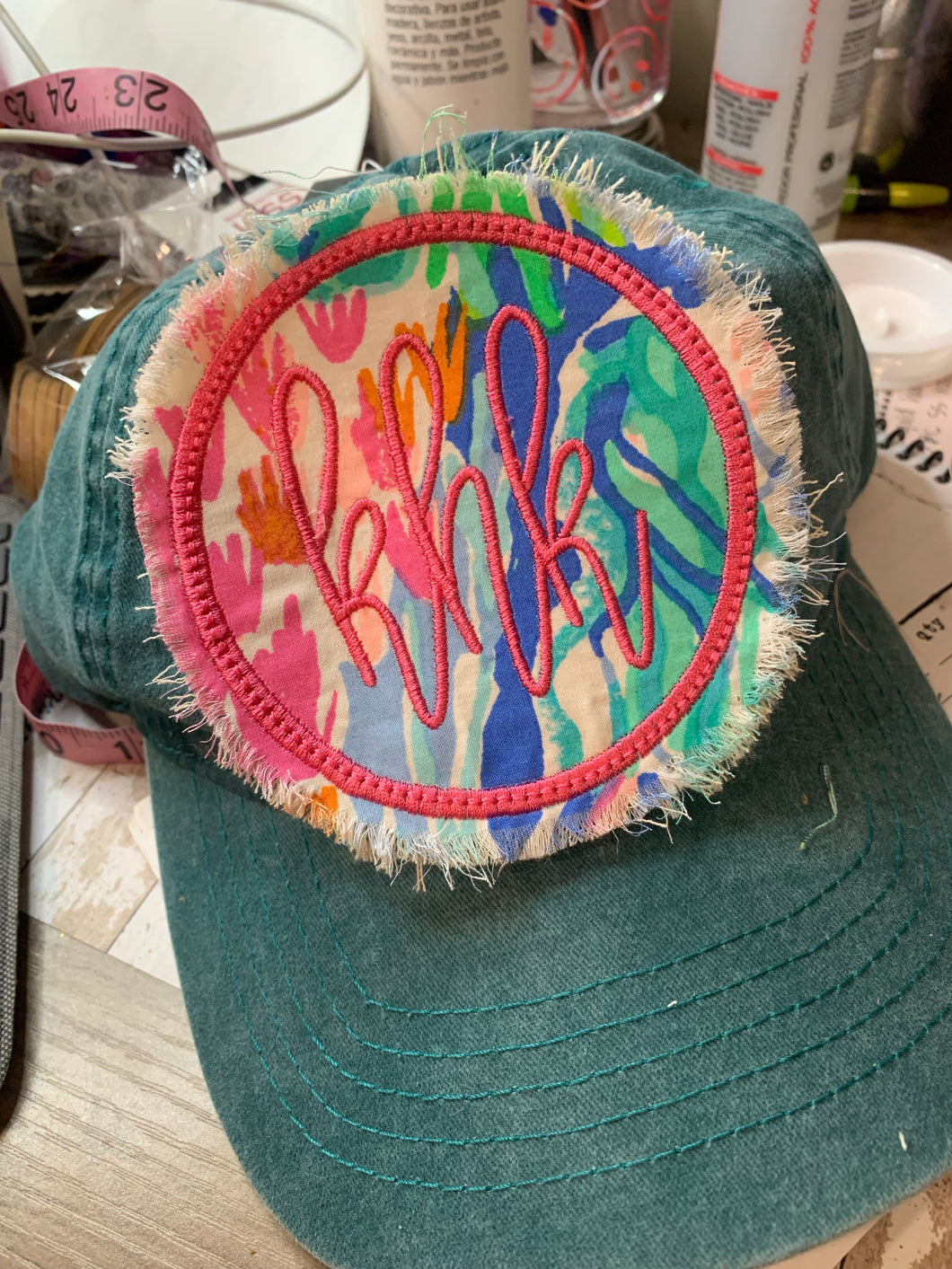 Preppy raggy monogram hat patch