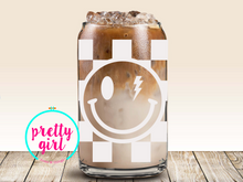 Load image into Gallery viewer, Checkered smiley glass can

