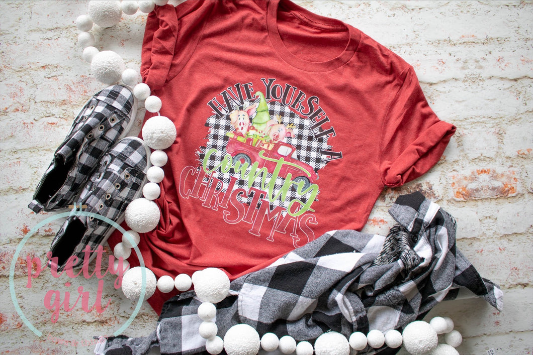 Have yourself a country little Christmas truck ADULT TSHIRT