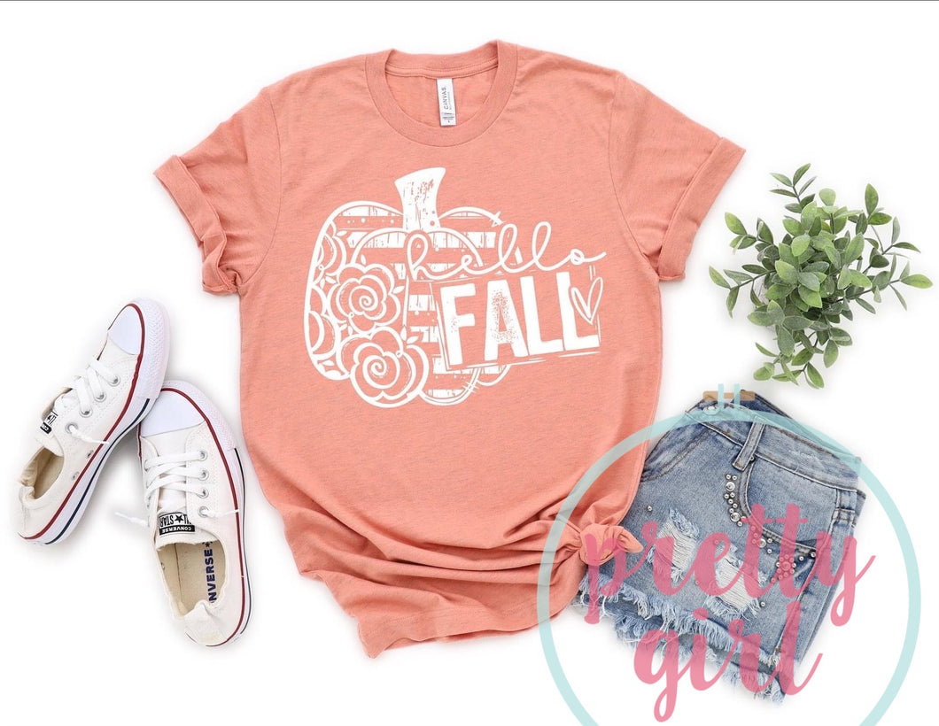 Hello fall white ADULT SHIRT