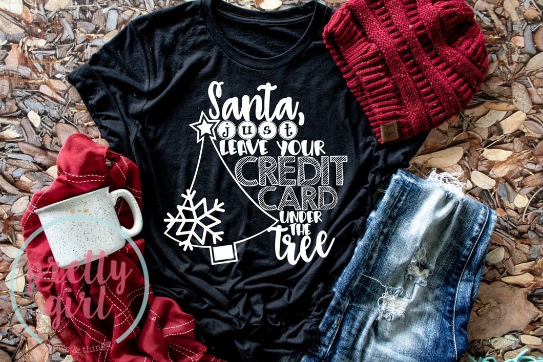 Santa just leave your credit card under the tree ADULT SHIRT