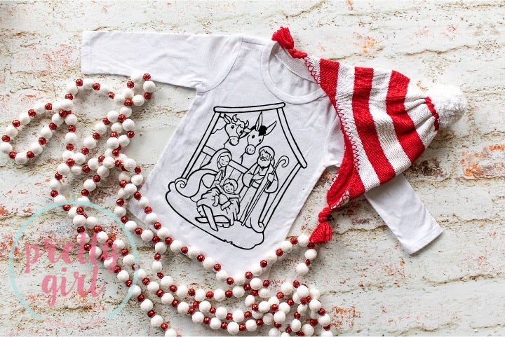 Nativity coloring shirt LONG SLEEVE SHIRT