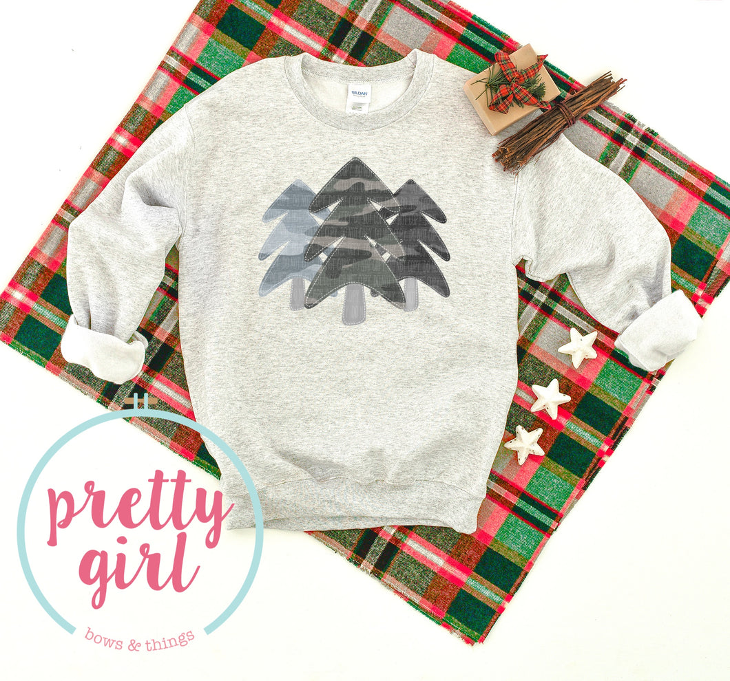 Grey camo christmas trees SWEATSHIRT