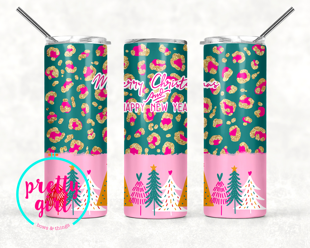 Merry Christmas and happy new year leopard tumbler