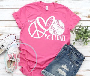 peace love softball ADULT TSHIRT