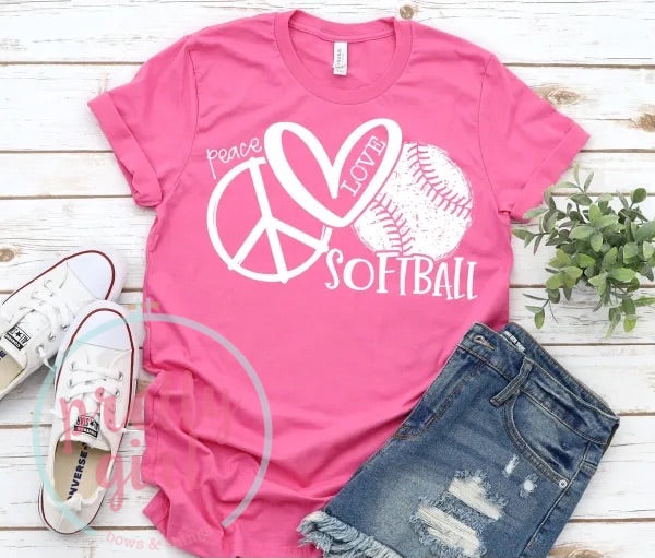 peace love softball ADULT TSHIRT