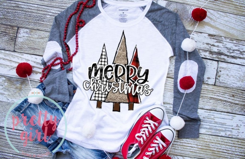 Merry Christmas trees ADULT SHIRT