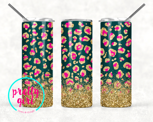 Green and gold leopard tumbler