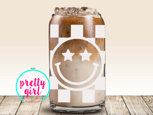 Load image into Gallery viewer, Checkered smiley glass can
