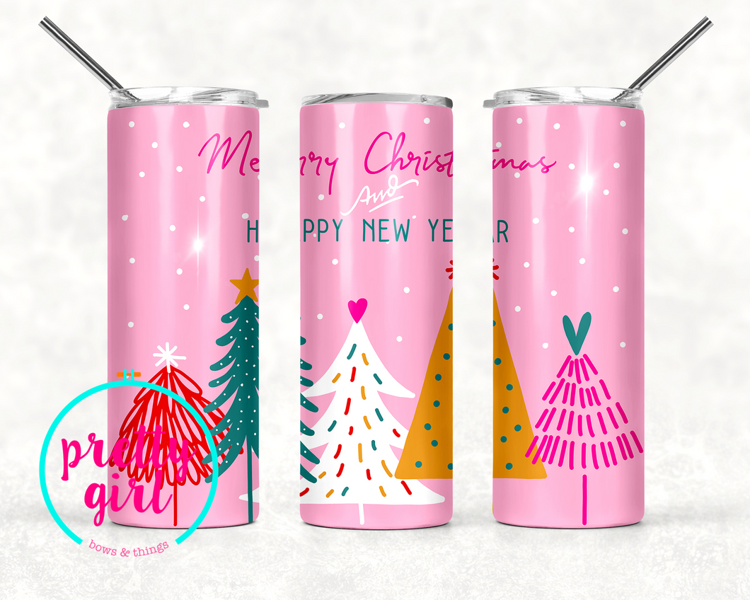 Pink merry Christmas tumbler