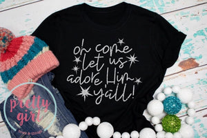 Oh come let us adore him white ADULT TSHIRT