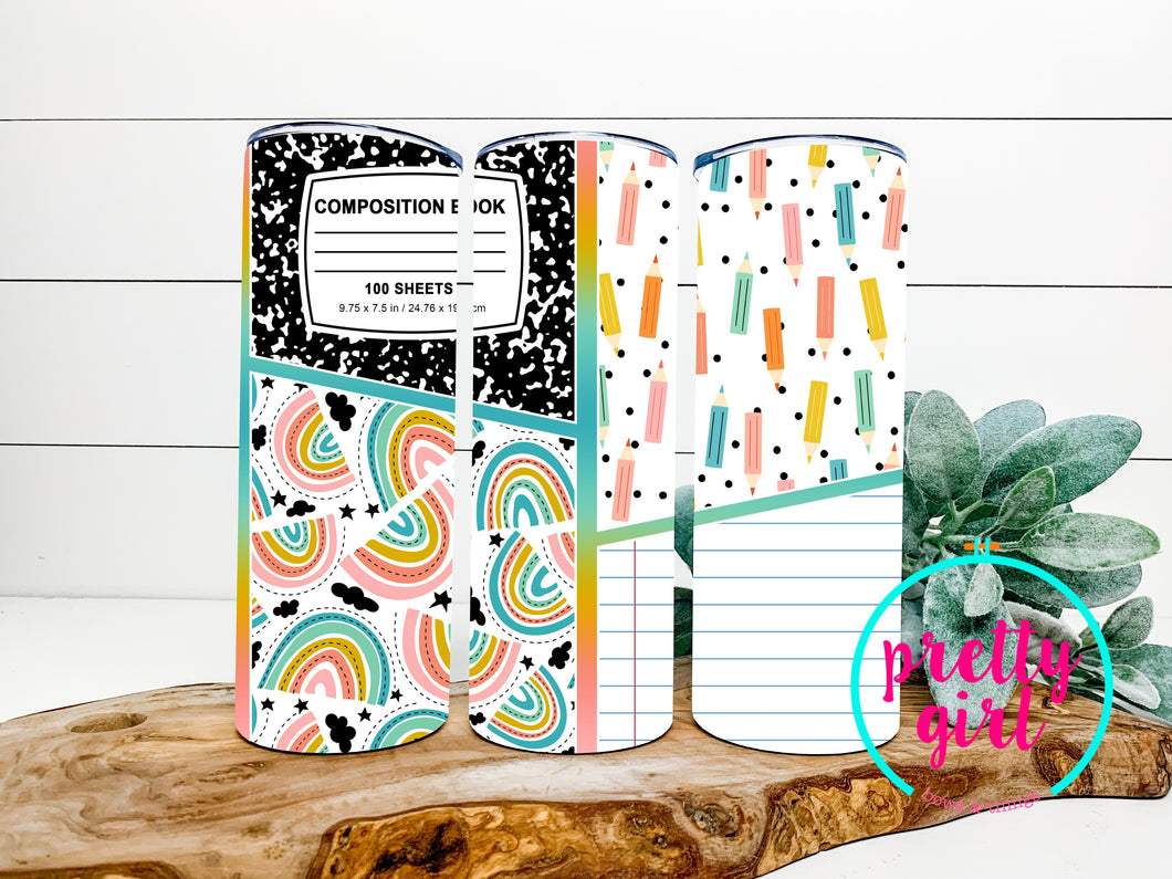 Rainbow composition notebook tumbler