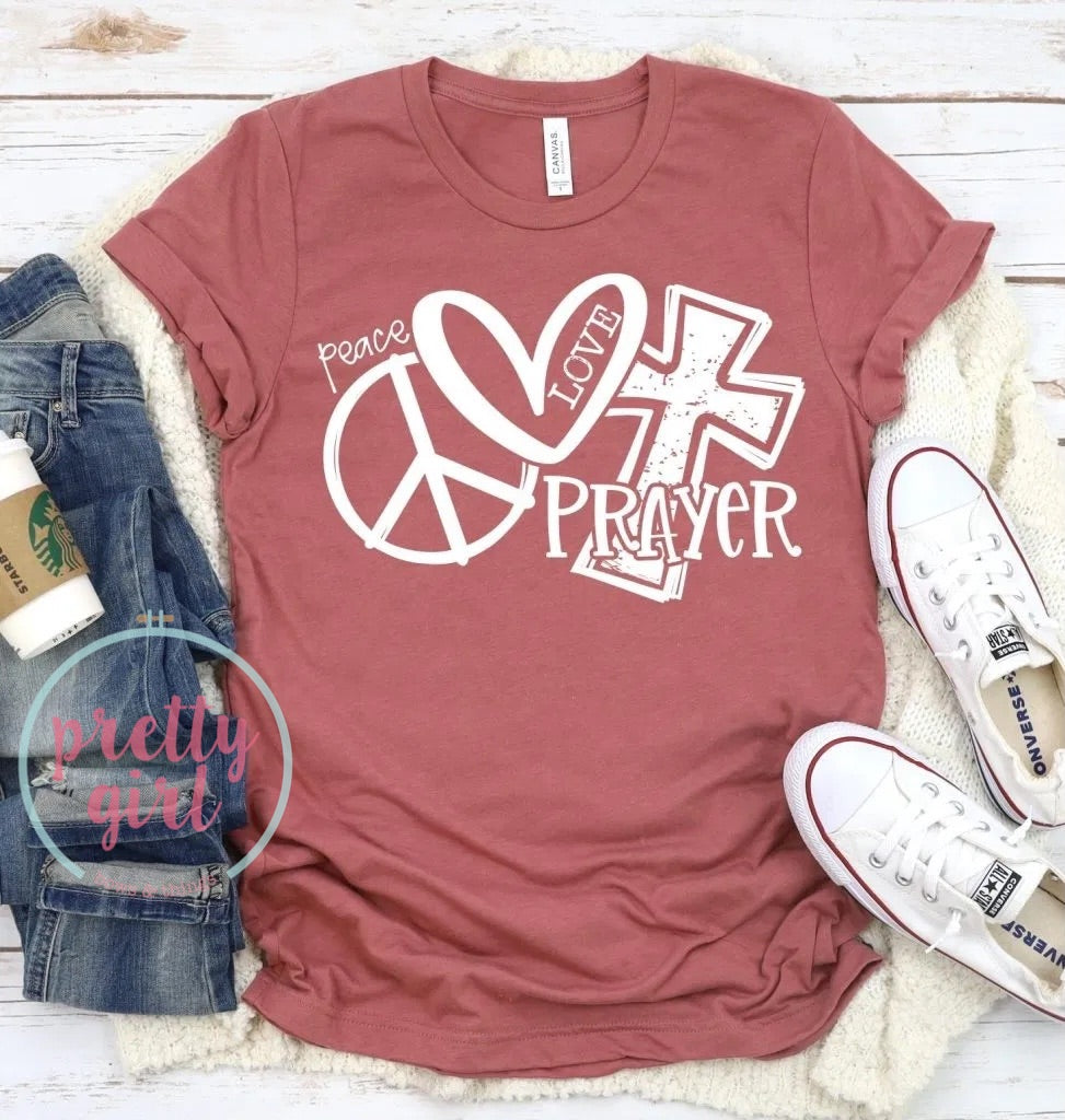 peace love prayer ADULT TSHIRT