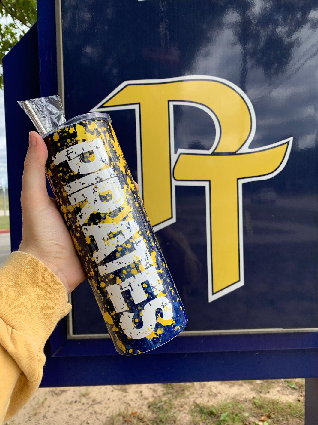 Paint splatter Pirates tumbler