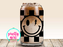 Load image into Gallery viewer, Checkered smiley glass can
