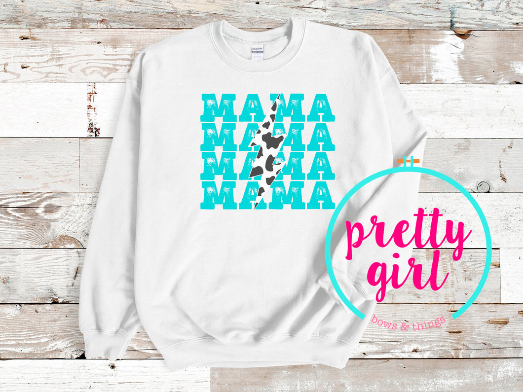 Mama cow print crewneck