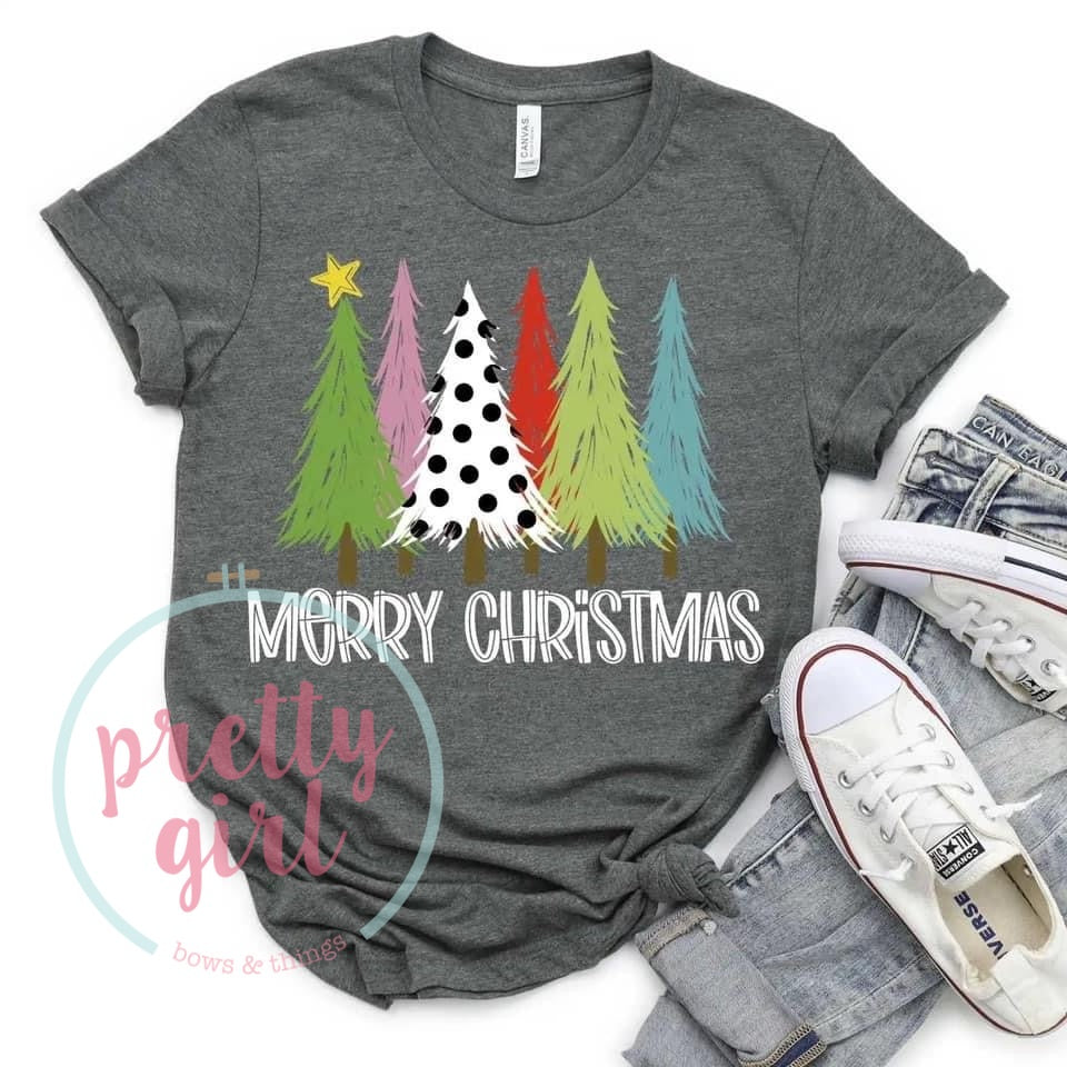 Merry Christmas trees adult shirt